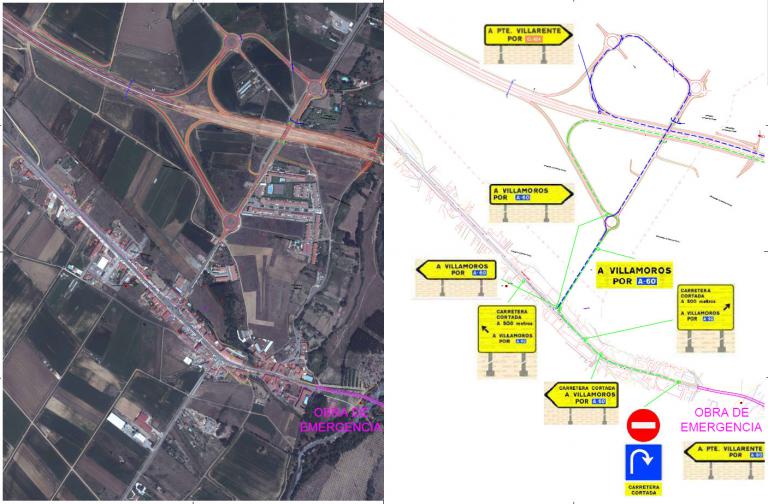Imagen noticia: Plano Afecciones al tráfico en la N-601 a su paso por el Puente Villarente - Ministerio de Fomento.